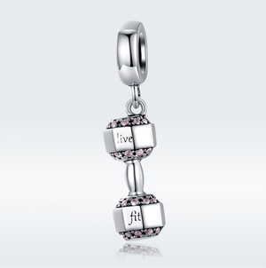 Fit & Fab Inspirational Dumbbell Charm 925 Sterling Silver
