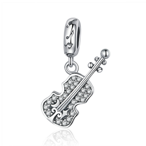 Rock n’ Roll Sparkling Guitar Charm 925 Sterling Silver