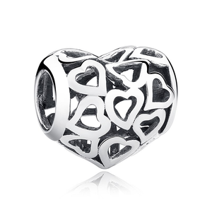 Heart Halo Bouquet Charm 925 Sterling Silver