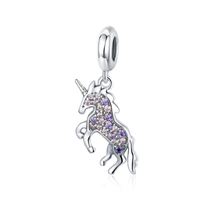 Mystical Unicorn Crystal Dangle Charm 925 Sterling Silver