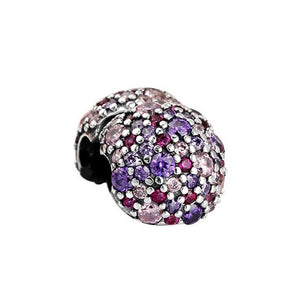 Pink Pave Stopper Clip Charm 925 Sterling Silver