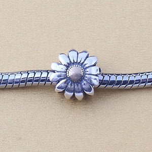 Little Daisy Two Tone Charm 925 Sterling Silver