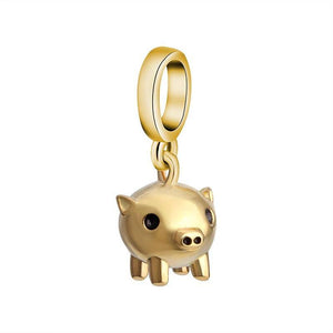 Golden Pig Charm 925 Sterling Silver