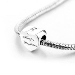 Happy Birthday Heart Charm 925 Sterling Silver | Loulu Charms