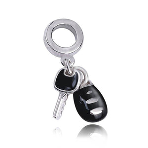 Enamel Car Keys Dangle Charm 925 Sterling Silver