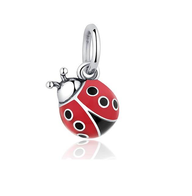 Ladybug Charm Bracelet with Ladybug Charms in Red and Black