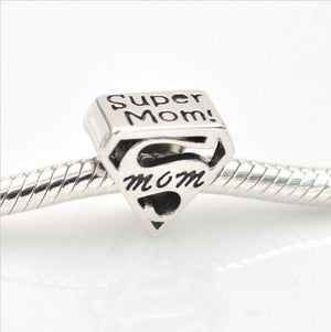 Super Mom Triangle Charm Sterling Silver