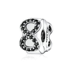 Crystal Infinity Symbol Stopper Charm 925 Sterling Silver