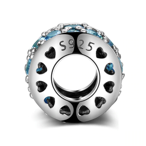 Blue Sparkle Spacer Charm 925 Sterling Silver