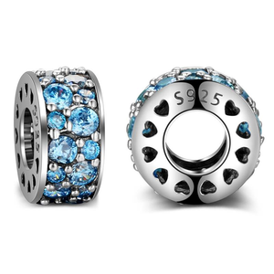Blue Sparkle Spacer Charm 925 Sterling Silver