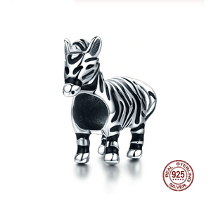 Wild Zebra Charm 925 Sterling Silver