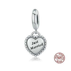 Just Married Charm 925 Sterling Silver