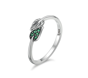 Dancing Green Leaves Ring Sterling Silver