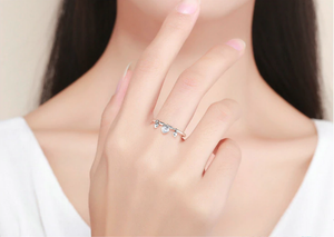 Glittering Heart Clear CZ Ring Sterling Silver
