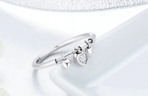 Glittering Heart Clear CZ Ring Sterling Silver