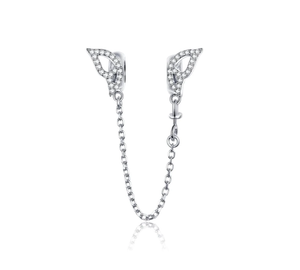 Butterfly Safety Chain Charm 925 Sterling Silver