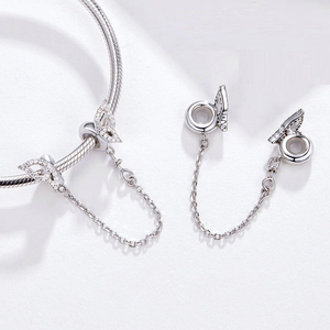 Butterfly Safety Chain Charm 925 Sterling Silver