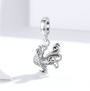 Rooster Dangle Charm 925 Sterling Silver