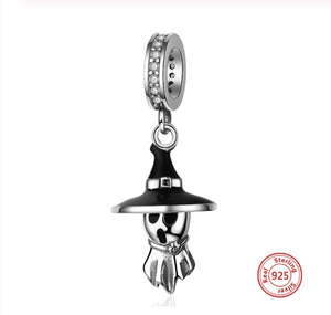 Scary Cute Ghost Witch Charm 925 Sterling Silver
