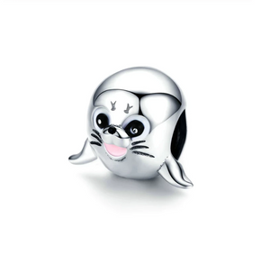 Enamel Baby Seal Bead Charm 925 Sterling Silver