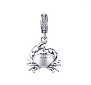 Crystal Crab Dangle Charm 925 Sterling Silver